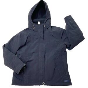 LANDS’ END Squall Parka Women’s Large 14/16 Black Hooded Waterproof Insulated